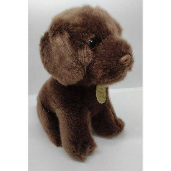 MIYONI TOTS CHOCOLATE LAB PLUSH PUPPY DOG AURORA 8" WITH NECK TAG BROWN TOY - Picture 4 of 5